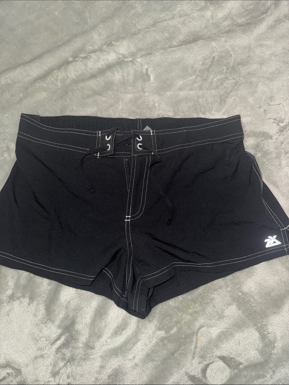 ZeroXposur Black Athletic Swim Shorts with White Stitching